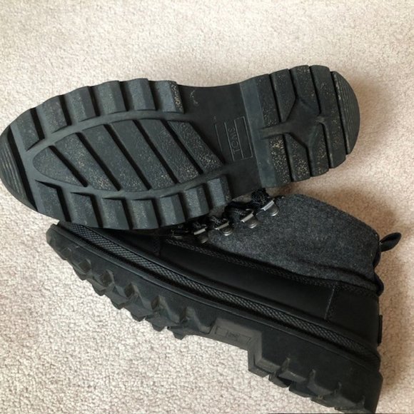 TOMS Cordova Black Wool with Leather Ankle Hiking Boots, Women's 6.5 - Picture 13 of 14